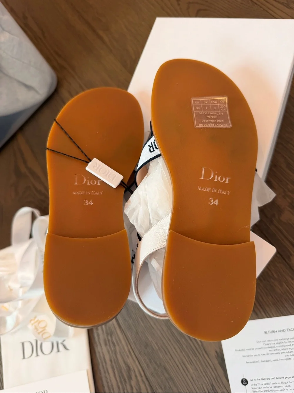 Dior Kids Navy and White Logo Strap Sandals